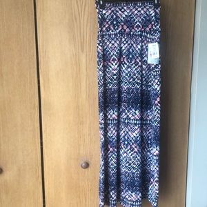 Women’s stretch knit maxi skirt navy, pink, white